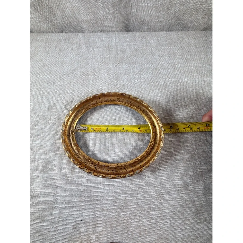 Pair Vintage Italian Gilt Oval Frames Florentine Gold Wood Open Frames